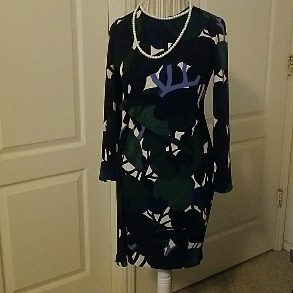 Ann Taylor Blue Tall Cypress Botanical Shift Dress